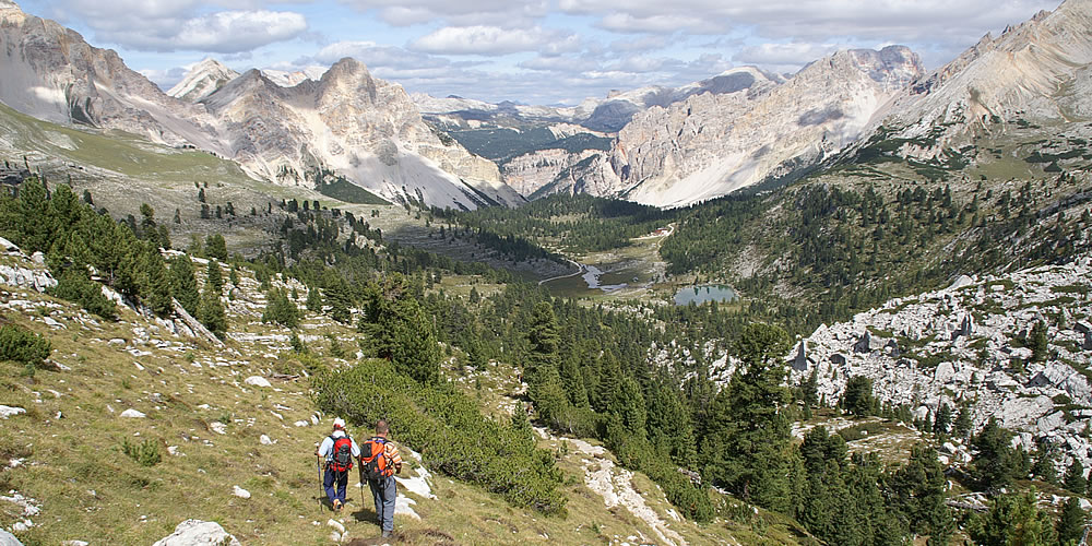 Hiking in the paradise of Fanes in the Dolomites